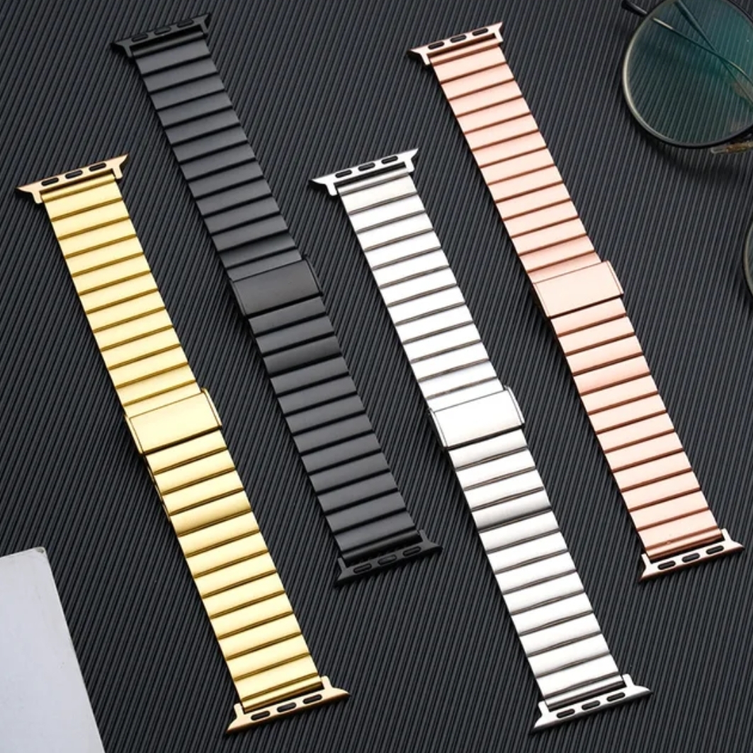 Picture of Apple Watch Premium New Stainless Steel Straps- 49mm/45mm/44mm/42mm Stainless Steel Butterfly Buckle Band For Apple Watch-Luxury Metal Straps ( Black Color ) for Watch Ultra Series 8 7 5 6 5 4