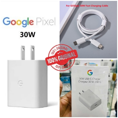 Picture of 100%  Google 30W USB-C Charger Fast Charging Pixel Phone Charger Adapter and Type C To Type-C PD Cable Compatible with Google Products and Other USB-C Devices