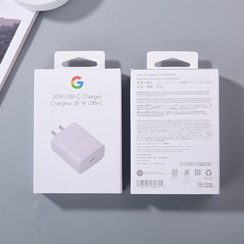 Picture of 100%  Google 30W USB-C Charger Fast Charging Pixel Phone Charger Adapter and Type C To Type-C PD Cable Compatible with Google Products and Other USB-C Devices