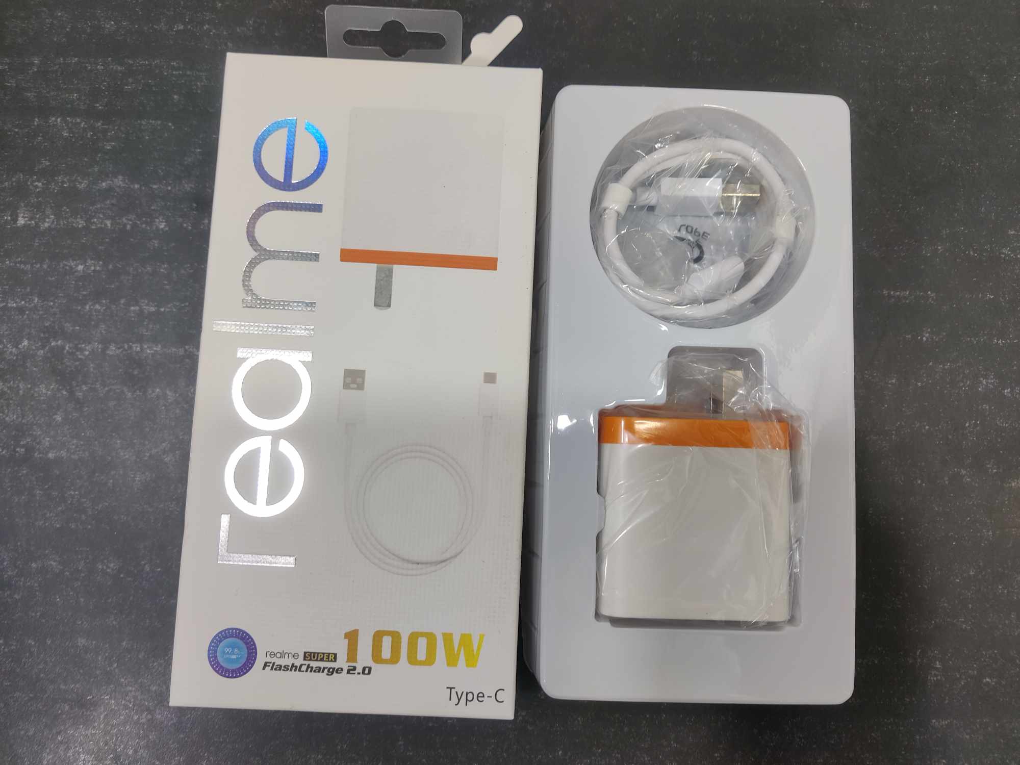 Picture of 100W SuperVOOC USB Fast Charger Adapter Compatible with Realme, OnePlus, Vivo, IQOO, Poco - Next-Level Charging Performance, Power Up in Minutes, Unbeatable Speed for Type A to C 100 Watt - White