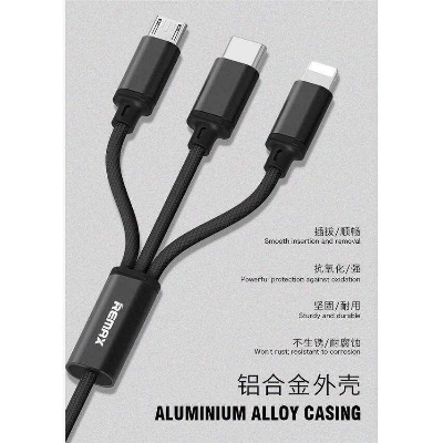 Picture of Remax Gition RC-131th 3 in 1 USB Cable Mobile Phone charging cable Remax CONCISE FASHION STYLE GITION SERIES 3in1 - Micro USB, Type-C, Lightning Charging Cable