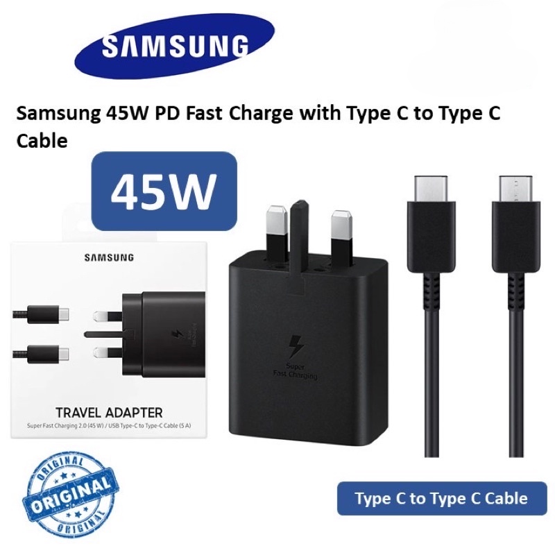 Picture of Official Samsung 45W PD Fast Charging Adapter /Charger Type-C to Type-C with Cable