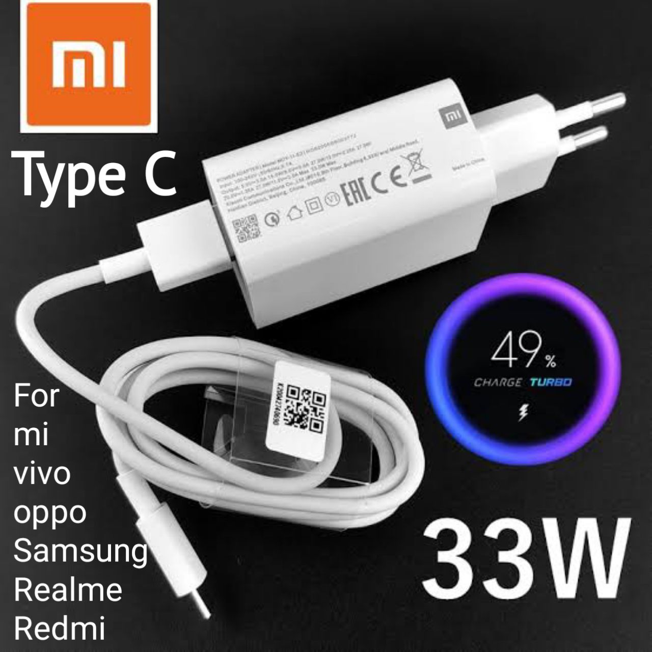Picture of Xiaomi 33W Fast  Turbo Charger and 6A USB Type C Charging Cable