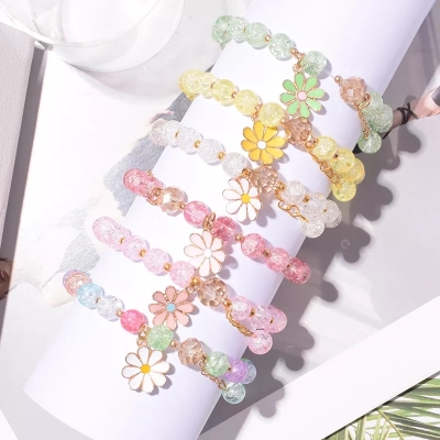 Picture of Trendy Crystal Beaded Diy Simple Color Daisy Bracelet Girl Cut Ssing Dating Bracelet For Women Flowers Bracelet - Ifh -  Bracelet For Women - Bracelet For Women - Bracelet For Women - Bracelet For Women