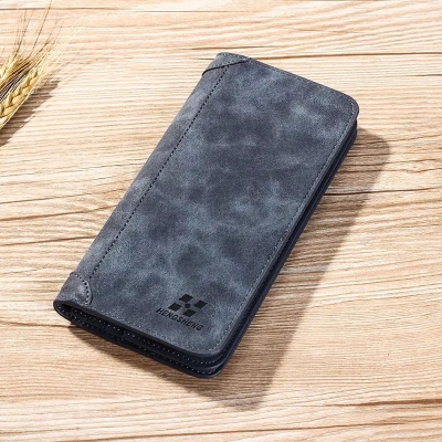 Picture of Men Wallet Vintage PU Leather Frosted Long Wallets Coin Pocket Billetera Hombre Man Purse Male ID Card Holder Money Bag
