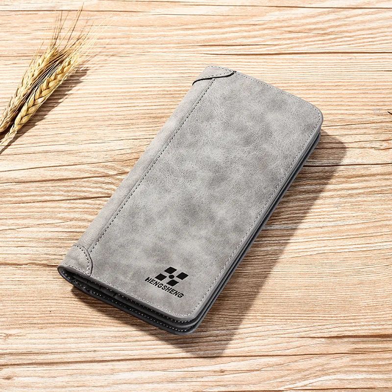 Picture of Men Wallet Vintage PU Leather Frosted Long Wallets Coin Pocket Billetera Hombre Man Purse Male ID Card Holder Money Bag