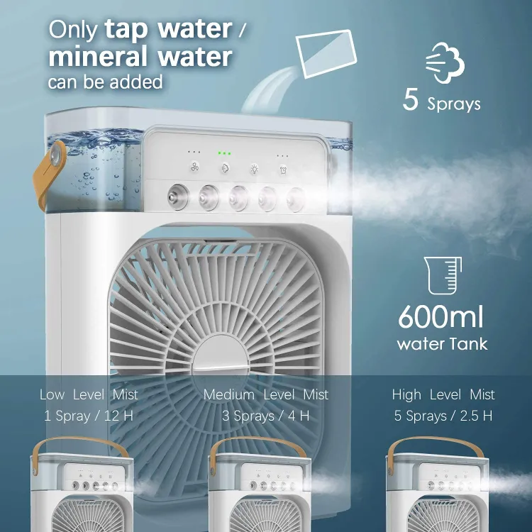 Picture of MIN AIR COOLER FAN WITH SEVEN COLORS LED LIGHT, HUMIDIFIRE, MIST MAKING SYSTEM WITH PERFUME DISPENSER