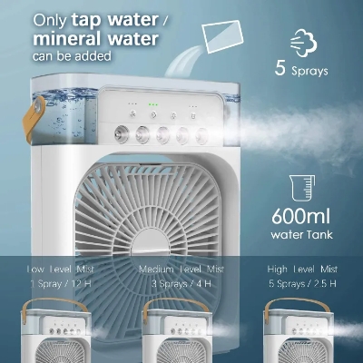 Picture of MIN AIR COOLER FAN WITH SEVEN COLORS LED LIGHT, HUMIDIFIRE, MIST MAKING SYSTEM WITH PERFUME DISPENSER