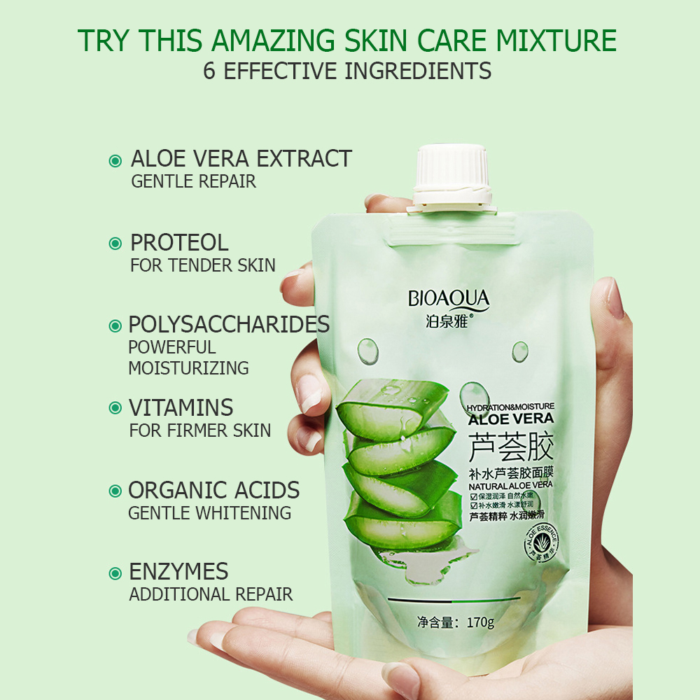 Picture of BIOAQUA Hydration Aloe Vera Gel Mask Moisturizing Non-Sticky Essence Replenishes Skin 170g