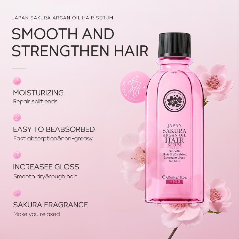 Picture of LAIKOU Japan Sakura Smooth & Refreshing Argon Oil Hair Serum- 60ml