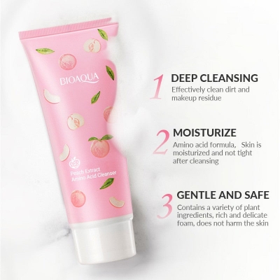 Picture of Bioaqua Peach Extract Amino Acid Foam Makeup Removing Facial Cleanser- 100g