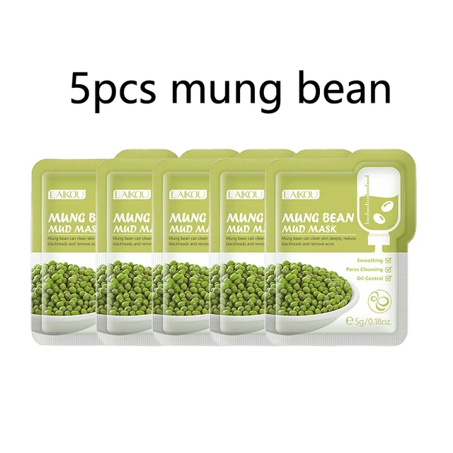 Picture of LAIKOU 5 Pcs/Set Mung Bean Smoothing Pores Cleansing Mud Mask- 5g/Each