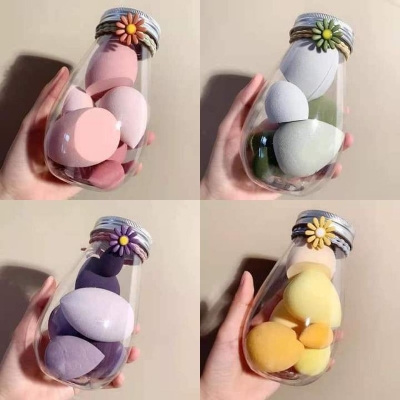 Picture of 1 Bottle Contains 6 Pieces Of Hydrophilic Polyurethane Powder Puff Set For Makeup, Wet And Dry Dual-Use Sponge Black Friday Portable Travel Size Powder Puff