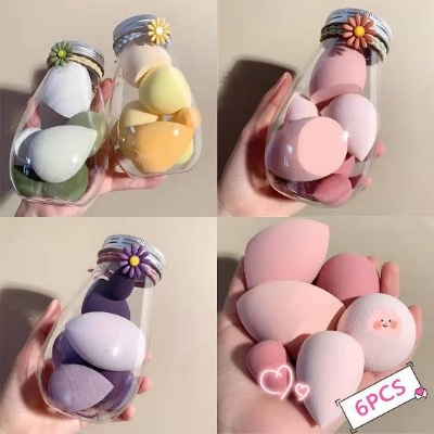 Picture of 1 Bottle Contains 6 Pieces Of Hydrophilic Polyurethane Powder Puff Set For Makeup, Wet And Dry Dual-Use Sponge Black Friday Portable Travel Size Powder Puff