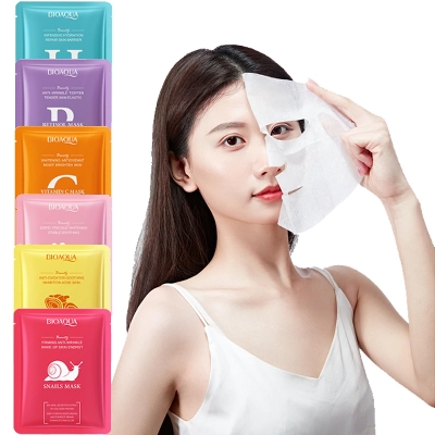 Picture of BIOAQUA Vitamin & Hyaluronic Acid Anti-Aging Skin Care Face Sheet Mask- 6 Pcs Combo