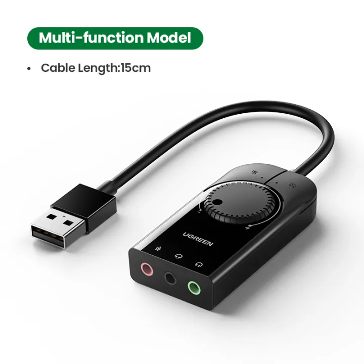 Picture of UGREEN USB External Stereo Sound Adapter Splitter Converter with Volume Control for Windows,Mac, Linux,compatible for PS4, Lap_top, Headset,Plug & Play, No Drivers Needed