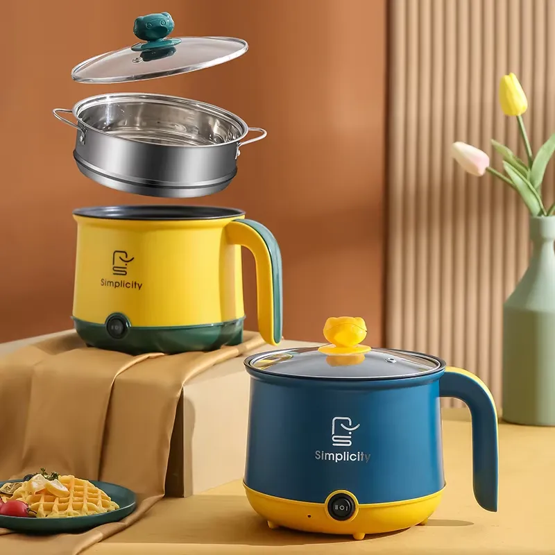 Picture of Simplicity Electric Rice Cooker Samll Multi Cooker Hot Pot Steamer Personal Electric Hot Pot with Stainless Steel Steamer Portable Travel Cooker Multipurpose portable Electric Cooking Pot / Rice Cooker 1.8Liter - Imran Fashion Hut
