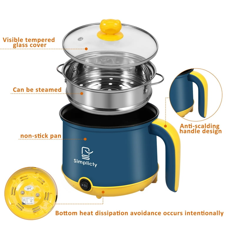 Picture of Simplicity Electric Rice Cooker Samll Multi Cooker Hot Pot Steamer Personal Electric Hot Pot with Stainless Steel Steamer Portable Travel Cooker Multipurpose portable Electric Cooking Pot / Rice Cooker 1.8Liter - Imran Fashion Hut