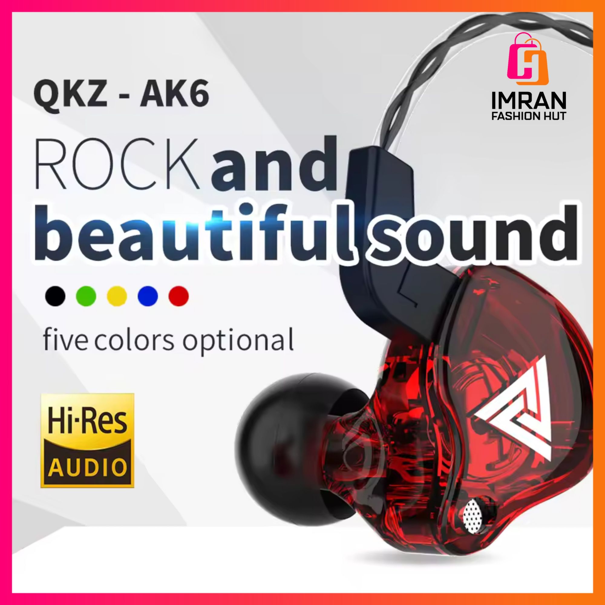 Picture of Original QKZ AK6 HiFi Wired EarphoneRace Sport Headphone Bass Stereo Noise Reduction Headset MusicEarbuds In Ear With Mic