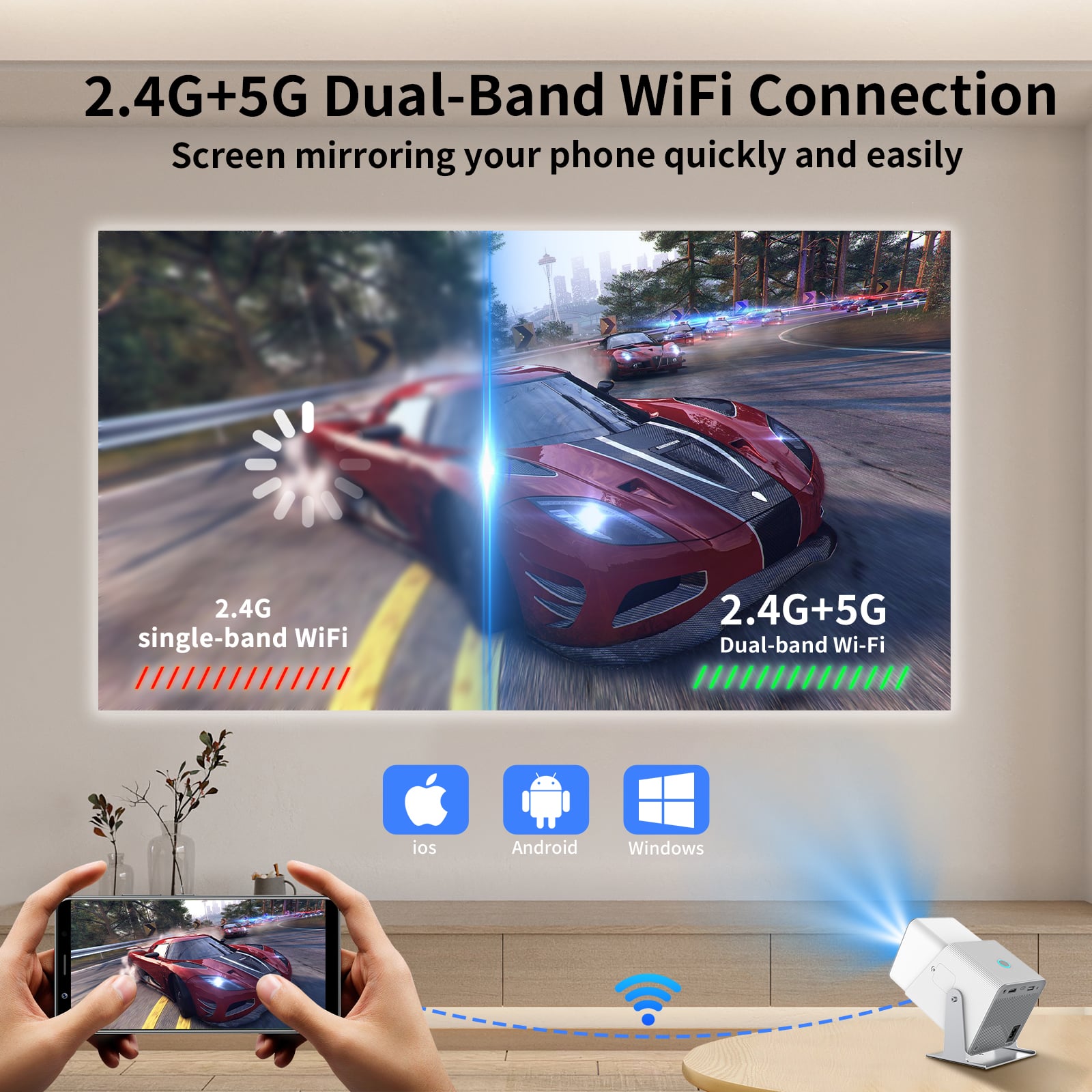 Picture of Z10 Smart Portable Small Projector Android 11 Full HD Screen Projection Movie 1080P Mini LED Home  Video Projectors