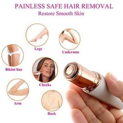 Picture of Rechargeable Flawless Face Hair Removal Women Painless Facial Hair Remover Ladies Trimmer Shaver Razor Machine With With Heavy Duty Battery, Imported USB Cable And Led Light