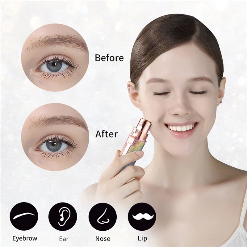 Picture of 2 in 1 Eyebrow Trimmer & Face Hair Remover for Women wirh Light Rechargeable Waterproof Painless Facial Hair Removal for Lips Nose Face Body