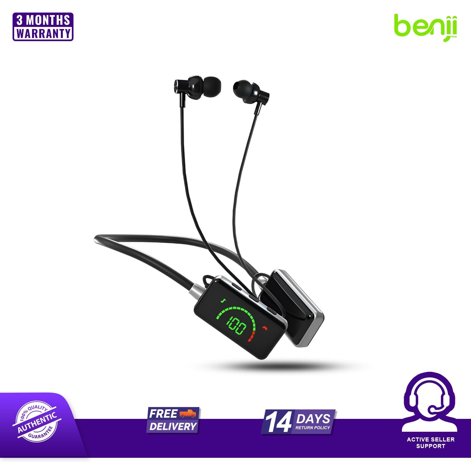 Picture of CNB05 Wireless Neckband Headphones Bluetooth 5.3 Earphones with 10mm Drivers TF Card Support Type-C Fast Charging Sweatproof Sport Earbuds