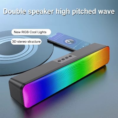 Picture of HG-SP03 Pro Portable Powerful Bluetooth Speakers High Volume Subwoofer 3D Stereo Sound USB Powered Loudspeakers for PC Laptop Gamer Player