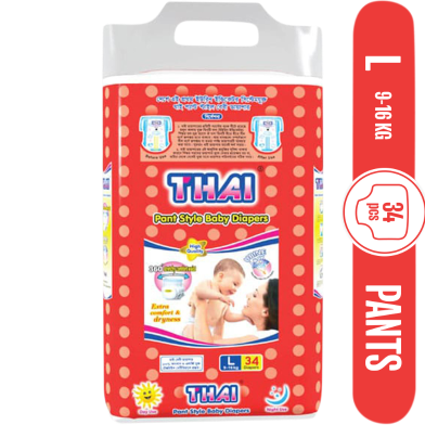 Picture of THAI PANT STYLE BABY DIAPERS L-(9-16KG) 34PCS