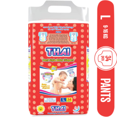 Picture of THAI PANT STYLE BABY DIAPERS L-(9-16KG) 34PCS