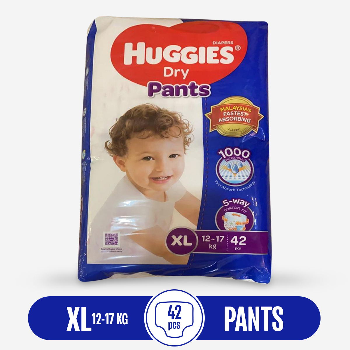 Picture of Huggies Dry Pant Diaper For Baby XL (12-17kg) - 42pcs