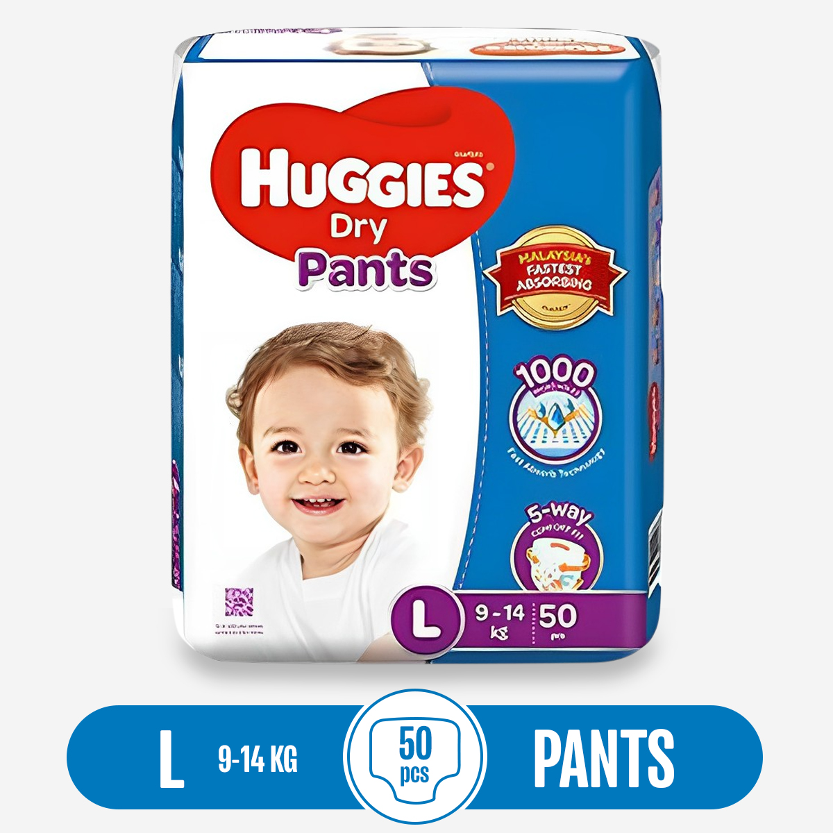 Picture of Huggies Dry Pant Diaper L (9-14 KG)- 50 Pcs