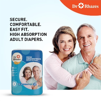 Picture of DrRhazes High Absorption Adult Diapers (Medium 85-125 CM) 10 pcs