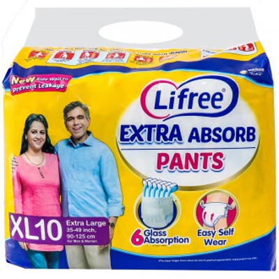 Picture of Lifree Extra Absorb Adult Diaper Extra Large (XL) 10 Pants (India)