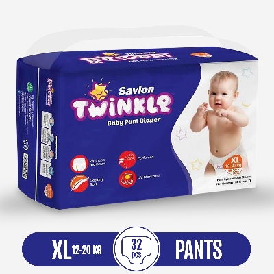 Picture of Savlon Twinkle Baby Pant  Diaper XL (12-20kg) - 32 Pcs
