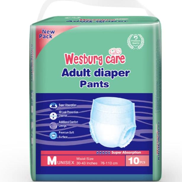 Picture of Wesburg Care Adult Diaper Pant Style M-Size 30-43 inch (76-110 cm) 10 PCs