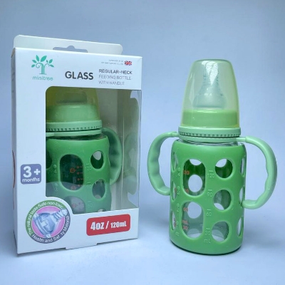 Picture of Baby Glass Feeder With Silicon Handle Cover 120 ml/40z
