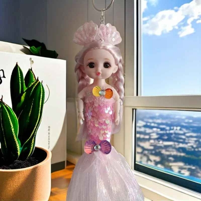 Picture of Sweet Mermaid Baby Keychain Key Ring -Stylish Key Ring Gift for Girls (Pack of 1 Doll, Assorted Color)