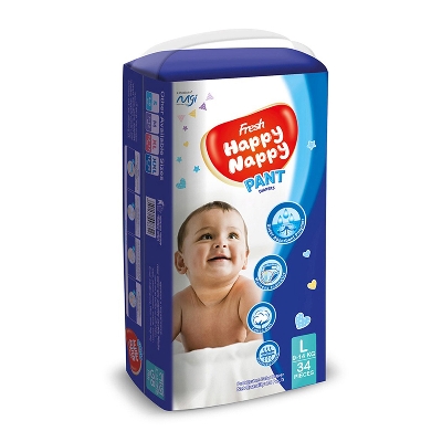 Picture of Fresh Happy Nappy Pant Diaper 9-14 Kg L Size 34 Pcs