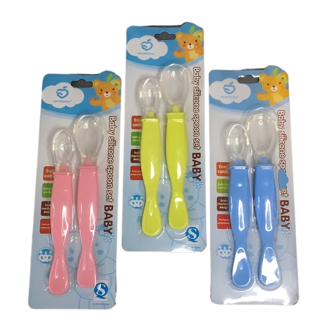 Picture of Applebear 2pcs Set Baby Feeding Spoon - Soft Silicone Spoon 2pcs Set - Multicolor Available