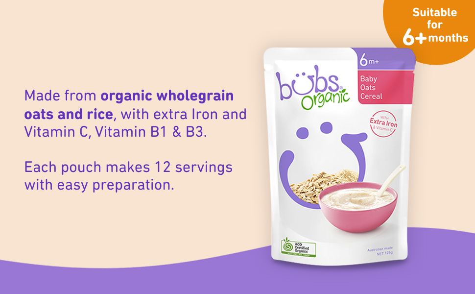 Picture of Bubs Organic Baby Oats- 500gm (Made in Australia)
