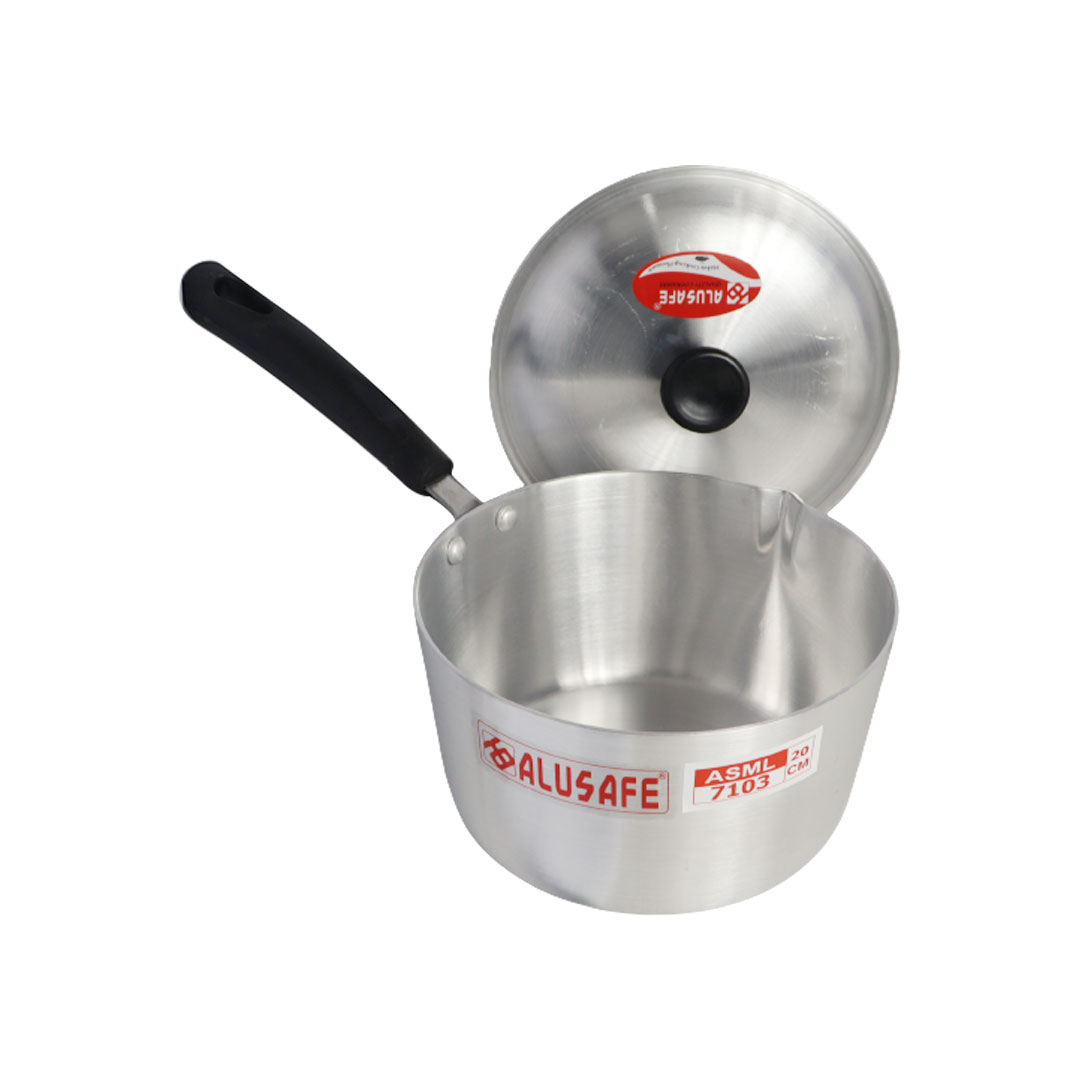 Picture of Alusafe Aluminum Milk Pan With Lid 16*10 Cm - Efficient Heating With Convenient Lid- A Kitchen Essential For Every Home