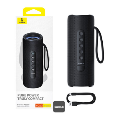 Baseus AeQur Series VO20 Bluetooth Speaker with Ambient RGB Light | BT 5.3, 15H Playtime, 15W Loud Stereo Sound, Deep Bass - Black AR Trading Official Storeonline shop bangladeshothoba.com