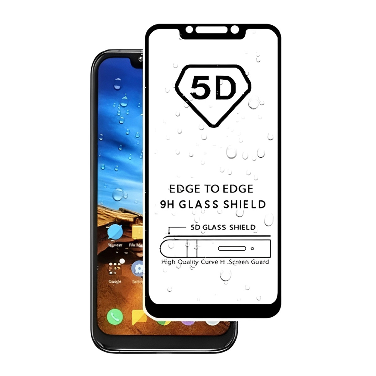 Picture of D Full Glass Protector 9H for Mi Poco F1, High Quality Scratch and Dust Protection, Anti Glare, Smooth Touch Sensitivity