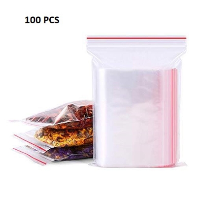 Picture of Resealable Zip Lock Poly Bag- 4 x 5 inch Pack of 100 Piece for Plastic Storage Packet for Food Freezing Jewelry Clothes Docs Candy Cookies Snacks Vitamins Books Seeds