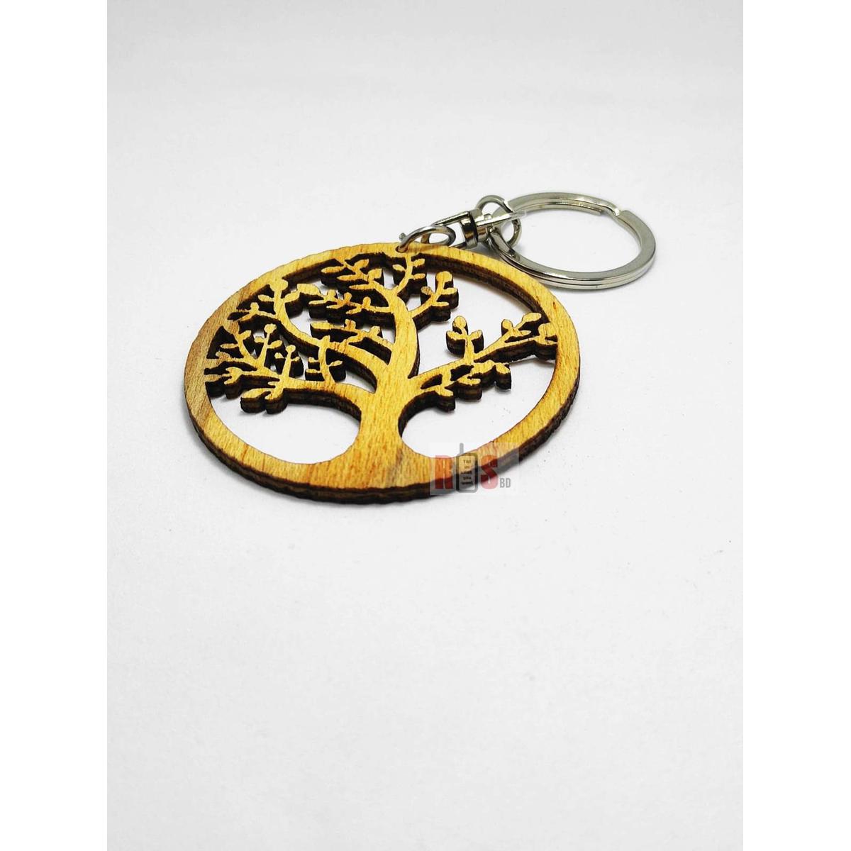 Picture of Handicraft Leaser Cutting Wooden Key Ring -any