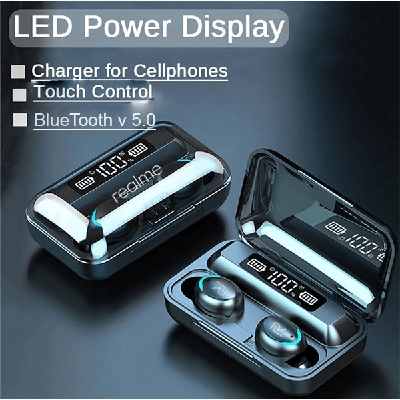 Picture of Realme TWS T5.0 Heavy Bass Wireless Headphones LED Display With HD Stereo Audio Earbuds