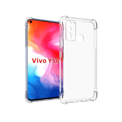 Picture of For Vivo Y50 Transparent 6D Crystal silicone Bumper case antiShock corner Clear back cover