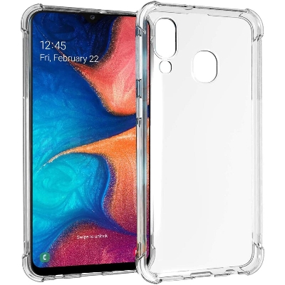 Picture of For Samsung Galaxy A20 Transparent 6D Crystal silicone Bumper case antiShock corner Clear back cover