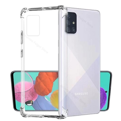 Picture of For Samsung Galaxy A71 Transparent 6D Crystal silicone Bumper case antiShock corner Clear back cover